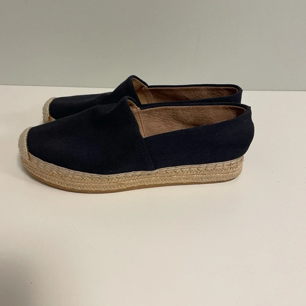 J Jill Espadrilles Size 7.5 Navy‎ Canvas Leather Lined Slip On